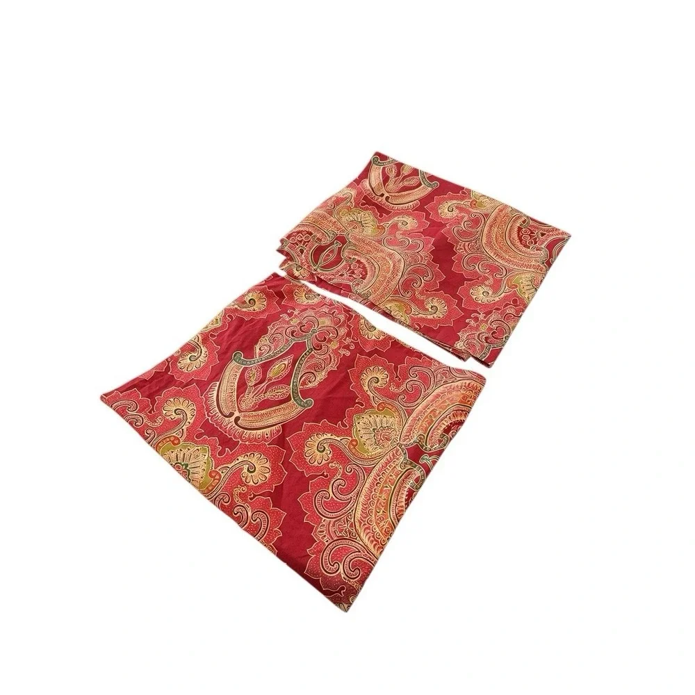 Pottery Barn Duvet Queen/Full Ainsley Red Paisley Floral & 2 Stand Pillow Shams